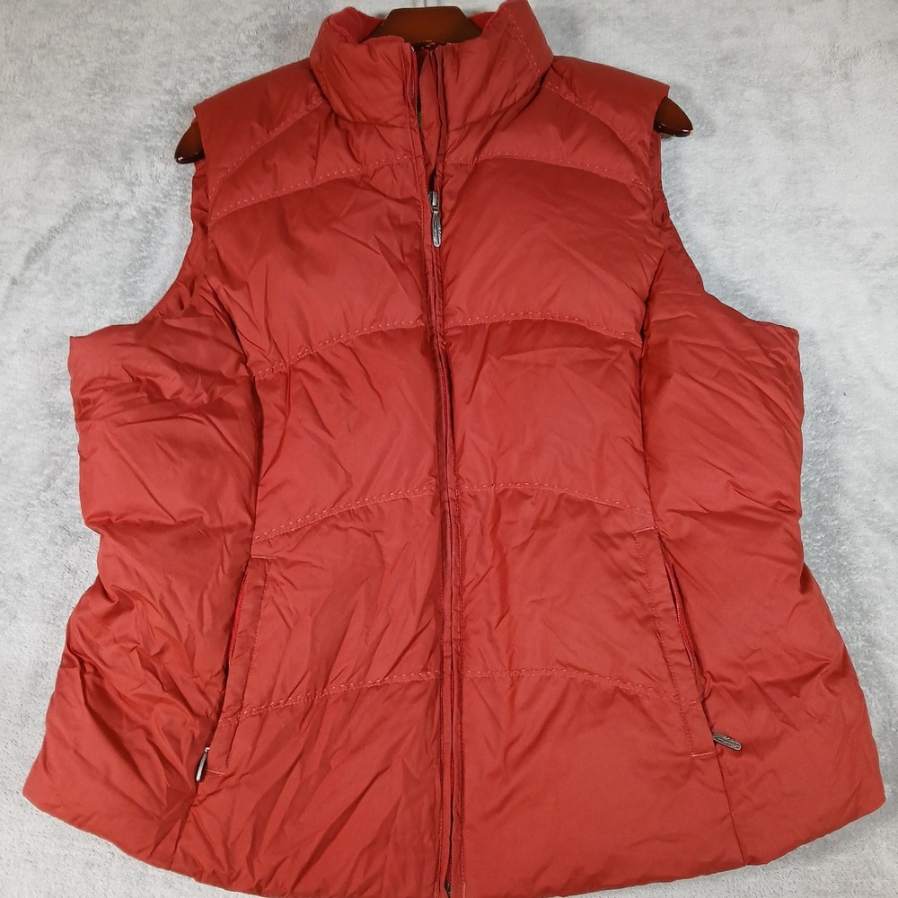 Eddie Bauer Puffer Vest Women's XL Red Premium Goose Down Quilted Jacket